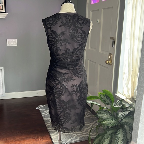 Chequer Black Lace Tulip Hem Dress - Picture 4 of 8